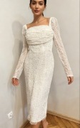 Śliczna biała cekinowa sukienka ślub bridal r 42 Coast Bridal nowa