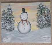 Obraz Bałwan między choinkami