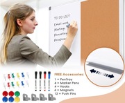Tablica magnetyczna 2w1 z korkiem 4 markery 12 pinezek,6 magnesów,60cmx90cm