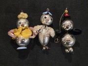 Bombki pajacyki z PRL, 3 szt kolorowe retro ozdoby choinkowe zabawki