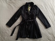 Elegancki granatowy płaszcz z falbanami Alice Bizous 40