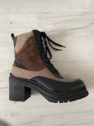 Botki OCHNIK r. 38 brązowe czarne skórzane zamsz