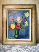 Obraz olejny drewniana rama, lata 60te, vintage