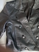 Świetna unikatowa skórzana kurtka marynarka z pagonami retro