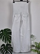 Białe spodnie ciążowe rybaczki z lnu i bawełny linen lin rybaczki MNG S/M