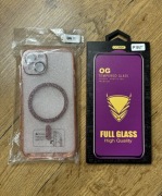 Etui brokatowe Apple IPhone 15 + szkło nowe