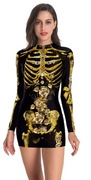 Sukienka kostium na Halloween L czarna złota szkielet 3d cosplay party