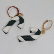 Kolczyki ręcznie robione laski cukrowe biało- zielone 