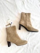 Pull&Bear botki 100% zamsz naturalny beżowe obcas NOWE rozmiar 37