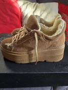Beyco sneakersy rude beżowe ocieplane ze skóry naturalnej z futerkiem 39