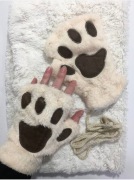 Rękawice mitenki łapy kota bez palców. Nowe biezowe 