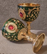 2szt. Piękne bogatozdobione kielichy kieliszki ozdobne liturgiczne metalowe