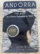 2 euro Andora 2016 – 150. rocznica reformy 1866 roku – Coincard BU