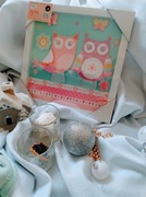 Obraz sowy do pokoju dziecięcego 30*30 szklany 