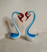 Szklane figurki łabędzi, Murano, zestaw