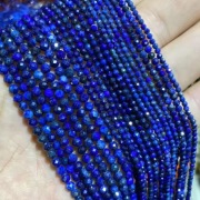 NATURALNY Lapis lazuli kula fasetowana, 2,8 mm., sznurek 19 cm.