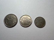 Hiszpania PTAS pesos 50, 25, 5 Franco