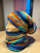 Czapka smerfetka boho szydełkowa i komin komplet