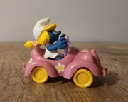 Schleich smerf smerfetka w różowym samochodzie figurka unikat 1979 r.