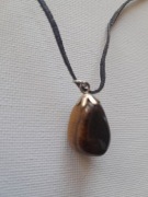 Naszyjnik Tygrysie Oko – kamień naturalny,  boho na rzemyku