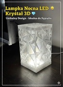 Lampka Nocna LED Kryształ 3D – Unikalny Design, Ciepłe Światło