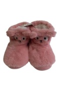 Ciepłe kapcie dziecięce – różowe pluszowe misie, rozmiar 32/33