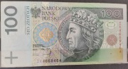 100 złotych. Seria  IX 4668464   Prawie RADAR.