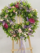 Wianek na drzwi  na bazie sztucznych liści  - Lato w pelni