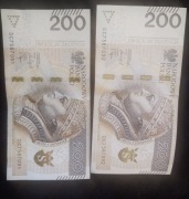 Banknoty 2 z kolejnymi numerami, jeden z wadą 