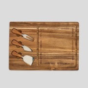 akacjowa deska 40x28 z nożami do serów drewno stal nierdzewna