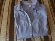 Super elegancka koszula krótki rekaw kratka biel granat H&M 40/L 