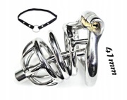 Pas cnoty Chastity cage klatka na penisa Stalowy Dilator + Pasek 41mm Oring