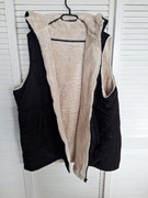 Dwustronna kamizelka czarna futerko kozuszek bezrękawnik plus size  52 54 