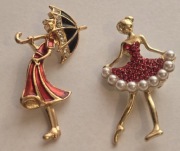 Piękna broszka przypinka ozdoba stroju BALETNICA TANCERKA dla DAMY 2szt.