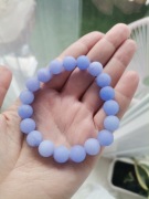 Bransoletka na gumce jadeit lila wrzos fiolet duże kamienie 