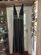 (96)Suknia czarna wieczorowa 40 kryształy cyrkonie