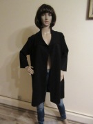 ARNIE SAYS długi czarny sweter bez zapięcia luźny 50% wełna _ XS