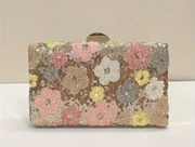 Torebka wieczorowa zlota kwiaty 