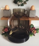 6 szt +1 gratis Talerze deserowe. Szkło dymne. Hartowane