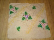 Poszewka na poduszkę jaśka ręcznie robiona kwiaty haft płótno len PRL