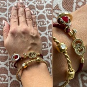 Bransoletka sznurkowa burgund, bordo z intencją | handmade | cyrkonie | 