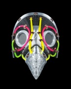 Maska "Cyber-Plaga" Neonowy Akcent na Halloween! Czarno-Srebrna