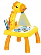 PROJEKTOR DO NAUKI RYSOWANIA ŻYRAFA DLA DZIECI STOLIK PISAKI ŻÓŁTY