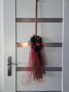 Halloween, dekoracja, miotła czarownicy.