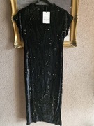 Sukienka czarna długa cekinowa Mecchu