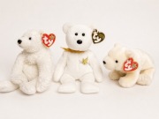 TY Beanie Babies – zestaw 3 białych misiów z metkami – kolekcjonerskie