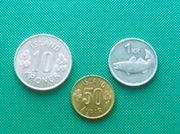 ISLANDIA - Zestaw 3 monet 1 10 50 Aurar Kronor 1969 1976 2003 y25