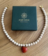 Oryginalny Choker Paola z zawieszką z jaspisu (Amertine) serce - okazja