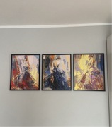 3x Obraz własnoręcznie malowany baletnica