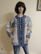 DALE OF NORWAY sweter kremowy niebieski wzór folk wełna _męska M_ damska L